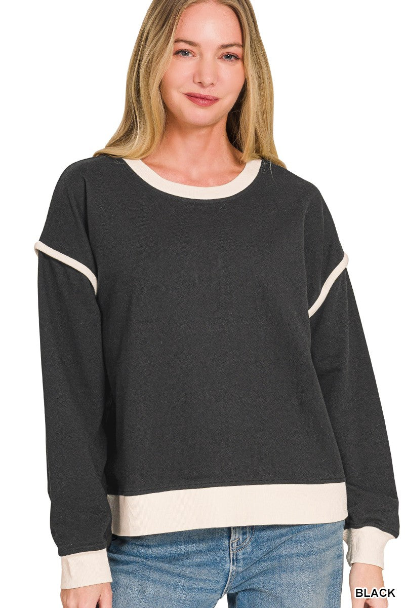 French Terry Drop Shoulder Pullover