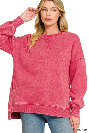 Acid Washed Hi-low Hem Sweatshirts