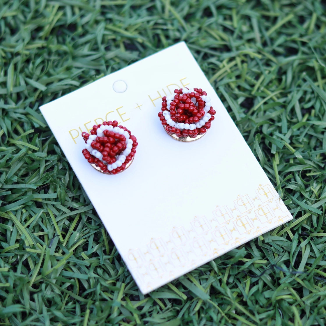 Beaded Game Day Pom Earrings|