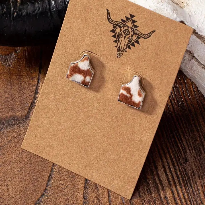 Cow Tax Faux Cowhide Stud Earrings