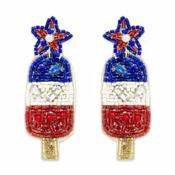 Beaded Patriotic Earrings