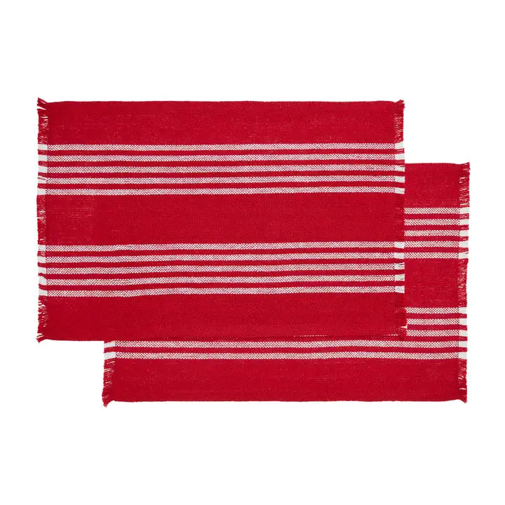 Red Ticking Stripe Placemat Set of 2