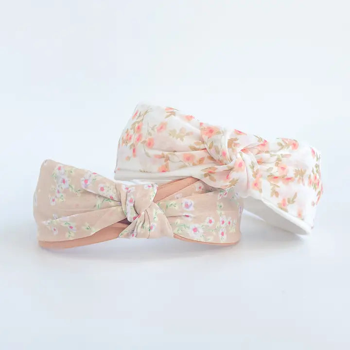 Peach Floral Knot and twist headband