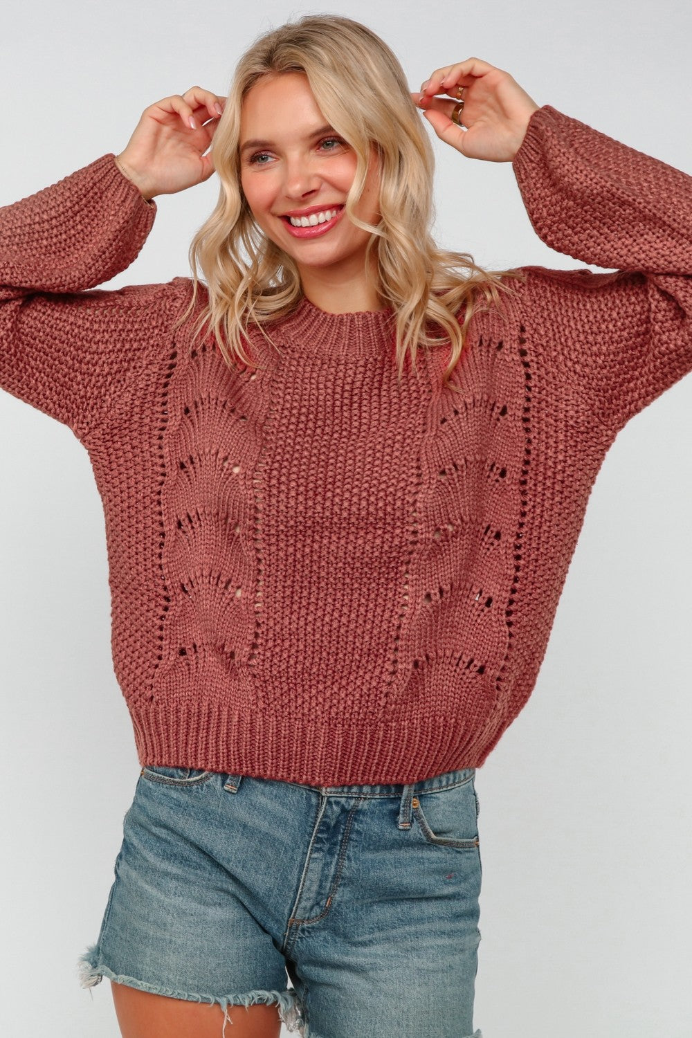Scallop Crochet Pullover Sweater
