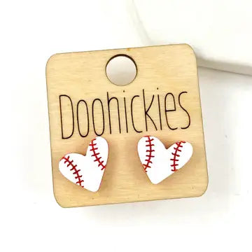 Baseball Heart Studs Earrings