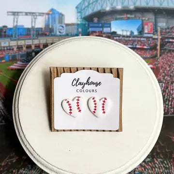 Baseball Heart Studs
