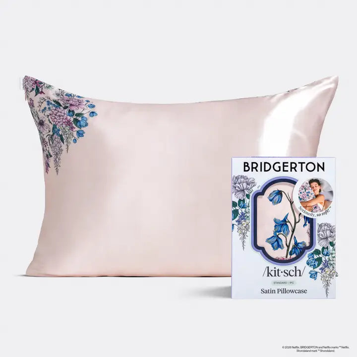 Bridgerton X Kitsch Satin Pillowcase in Wisteria
