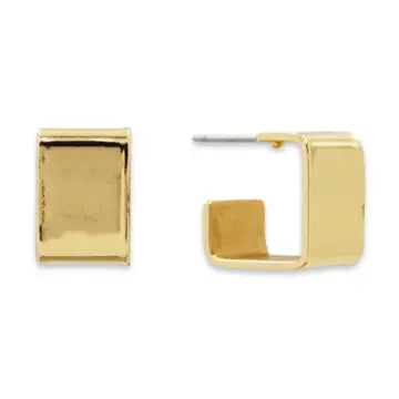 Gold Square Huggie Earrings