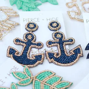 Beaded Anchor Earrings