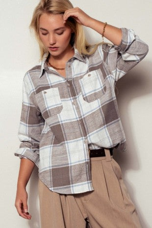Boho Plaid Western Button-up Casual Tops