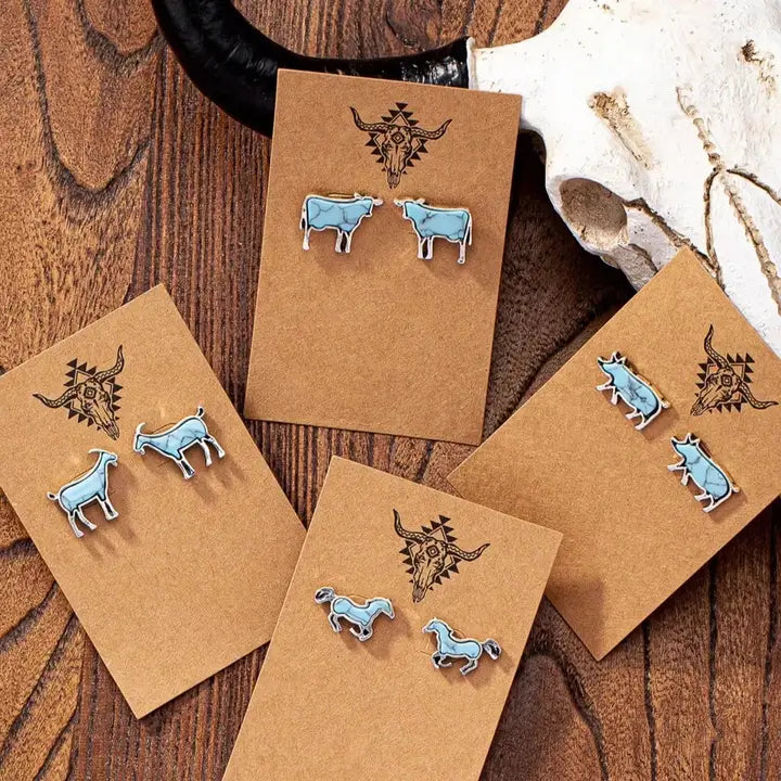 Turquoise Animals Stud Earrings