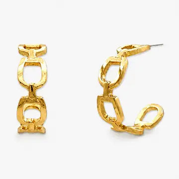 Modern Gold Link Hoop Earrings