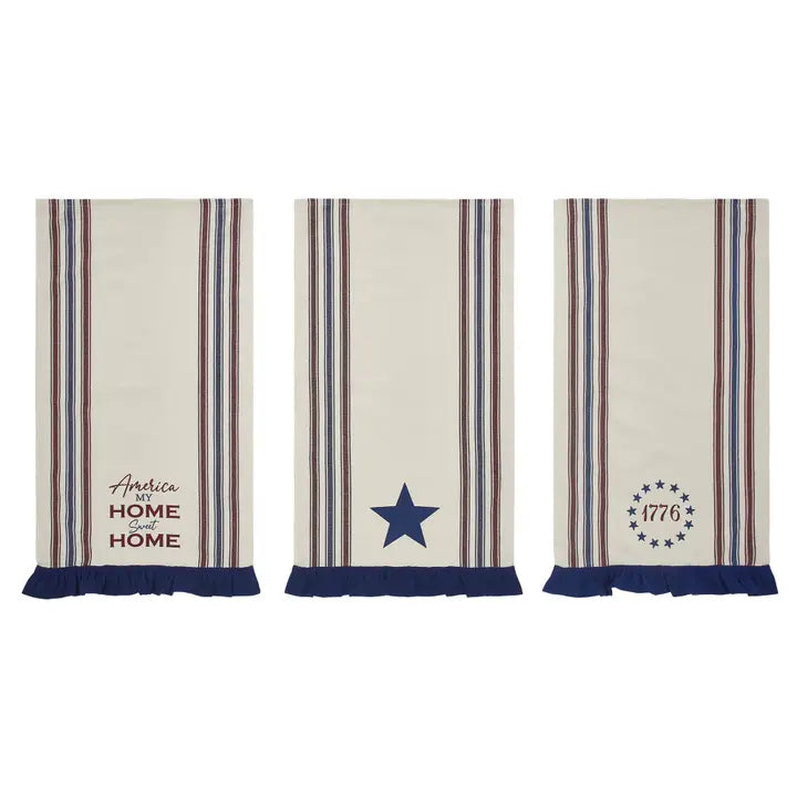 Americana Ruffled Tea Towels Set of 3