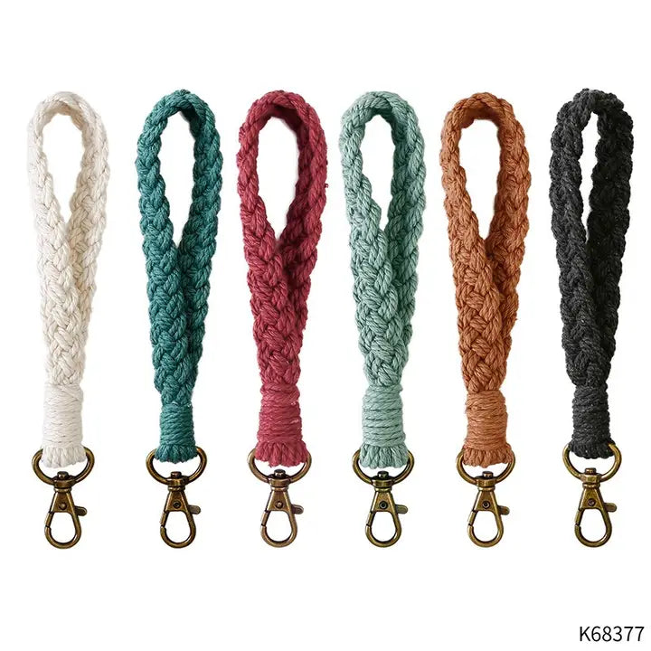Macrame Flat Braided Wristlet Keychain