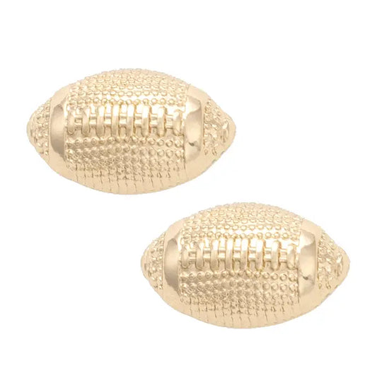 Shiny Gold Football Stud Earrings