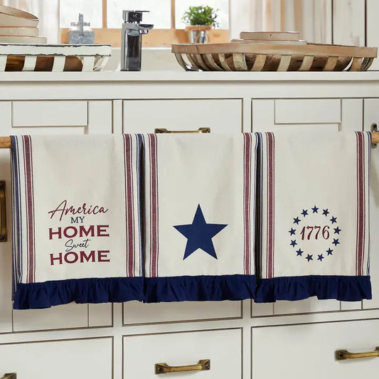 Americana Ruffled Tea Towels Set of 3