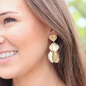 Tiered Gold Shell Earrings