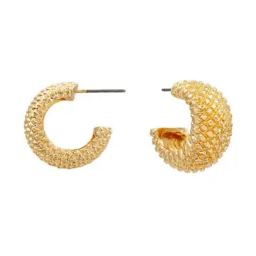 Gold Woven Huggie Earrings