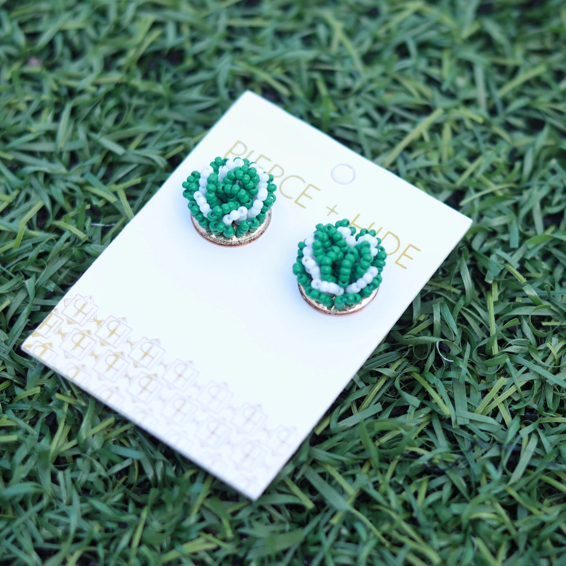 Beaded Game Day Pom Earrings|