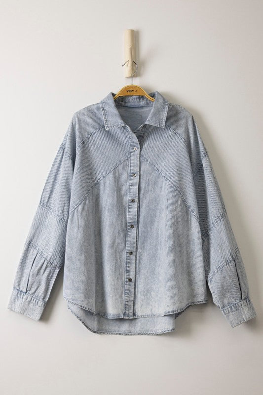Mineral Washed Chambray Button Down Shirt