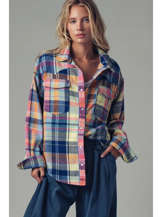 Plaid Snap Front Western Shirt