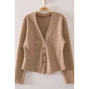 Soft Ribbed Vneck Cardigan