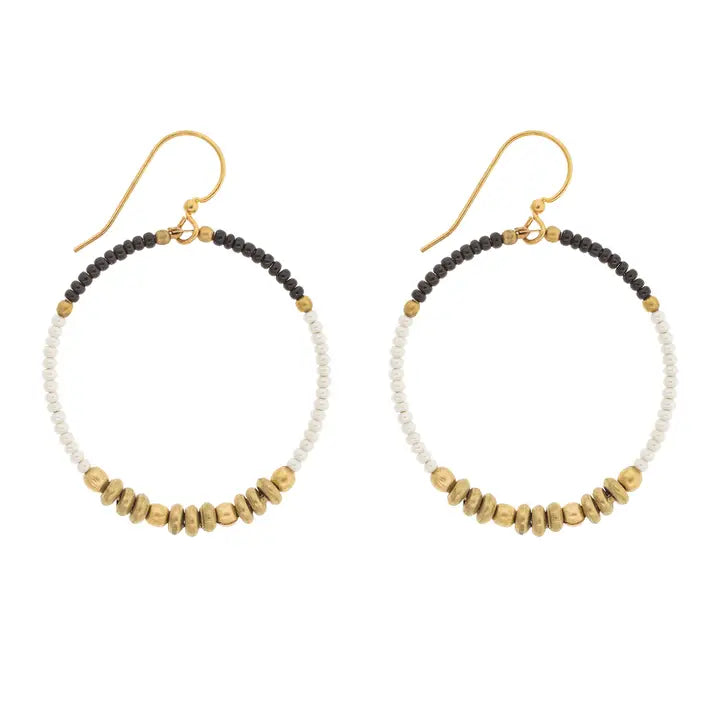 Colorblocked Brass Hoop Earrings