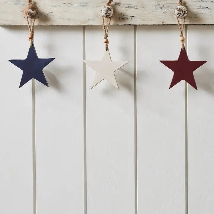 Rwb Wooden Star Ornaments Set of 3