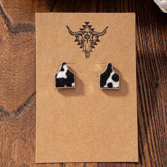 Cow Tax Faux Cowhide Stud Earrings