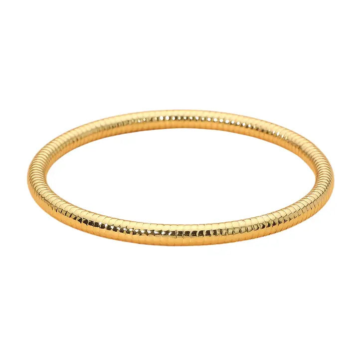 Gold Ribbed Bangle Bracelet