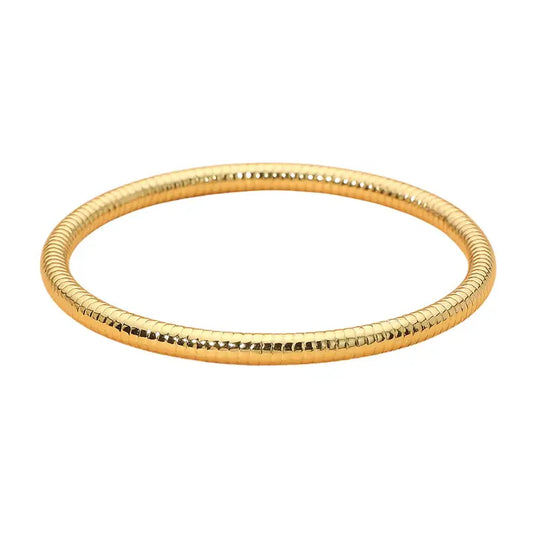 Gold Ribbed Bangle Bracelet