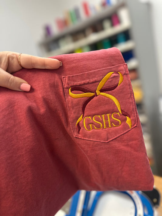 GSHS Bow Embroidered Pocket Tshirt