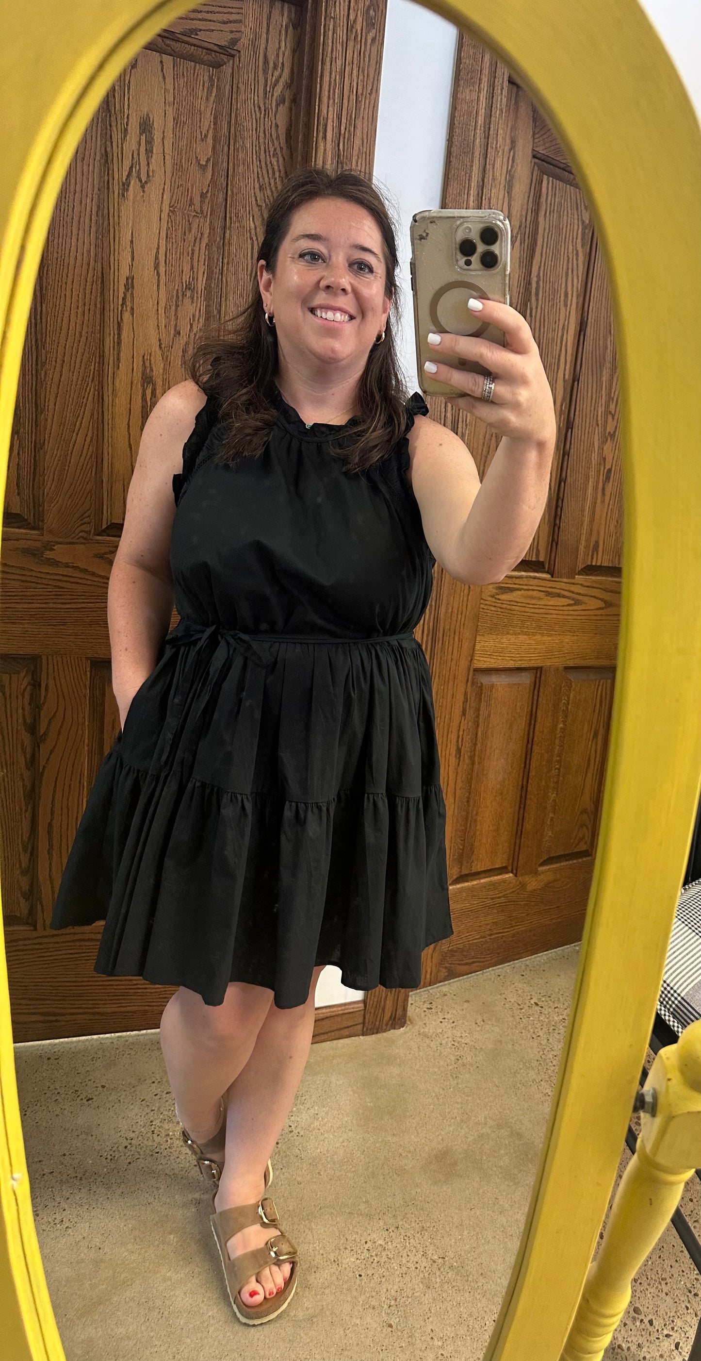 Ruffle Sleeve Poplin Dress