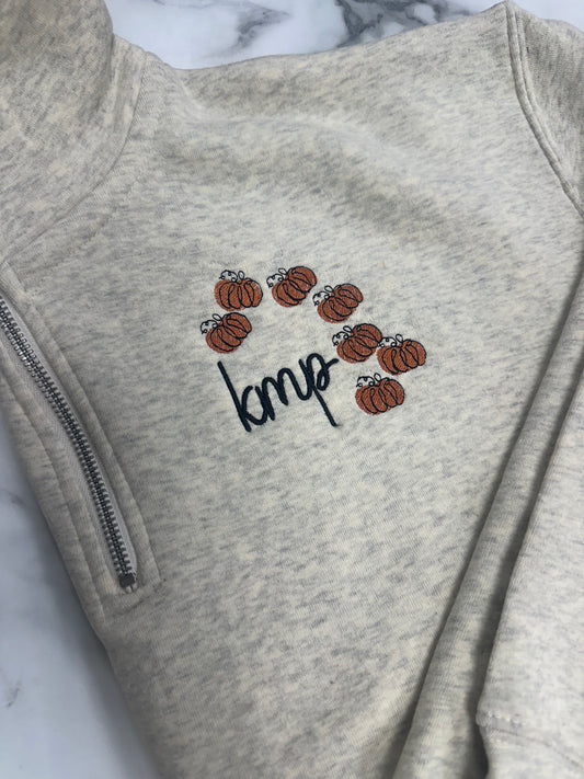 Pumpkin monogram 1/4 zip