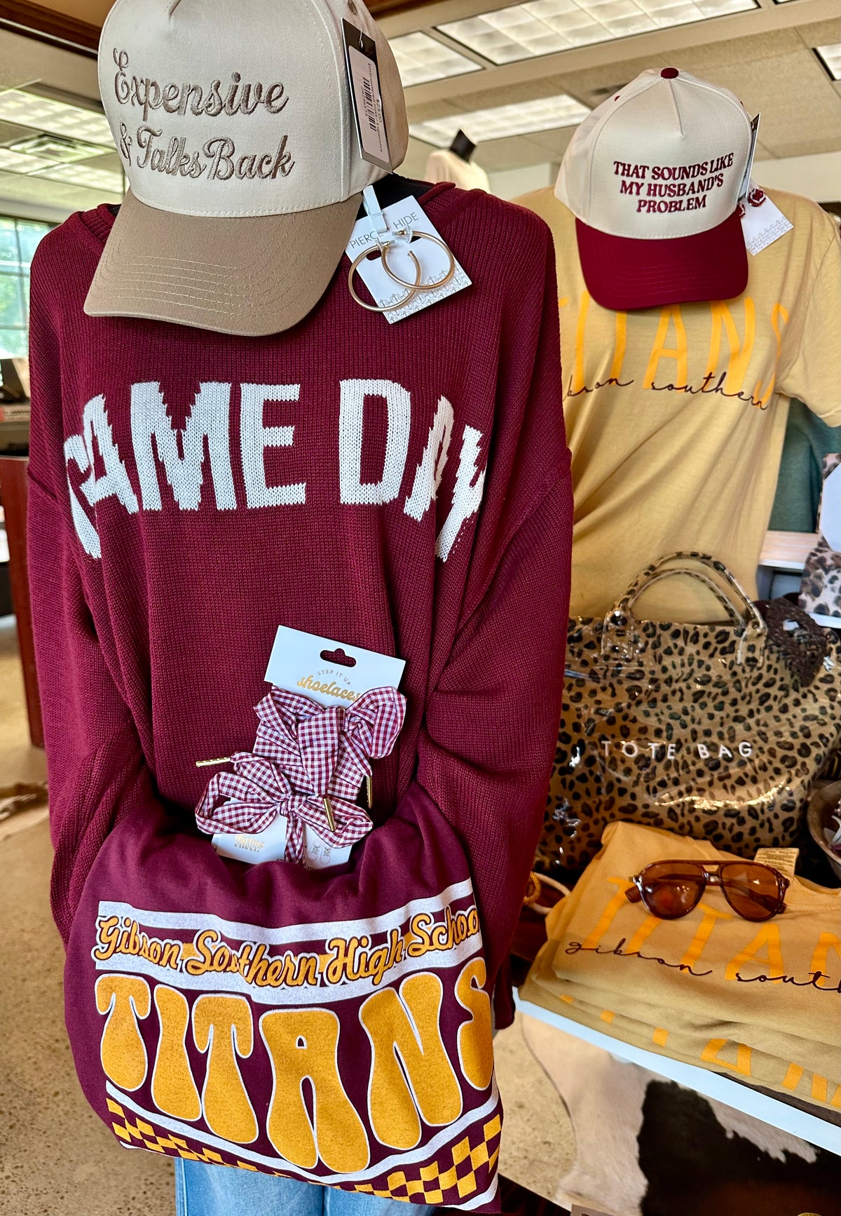 Game Day" Graphic Knit Sweater Burgandy