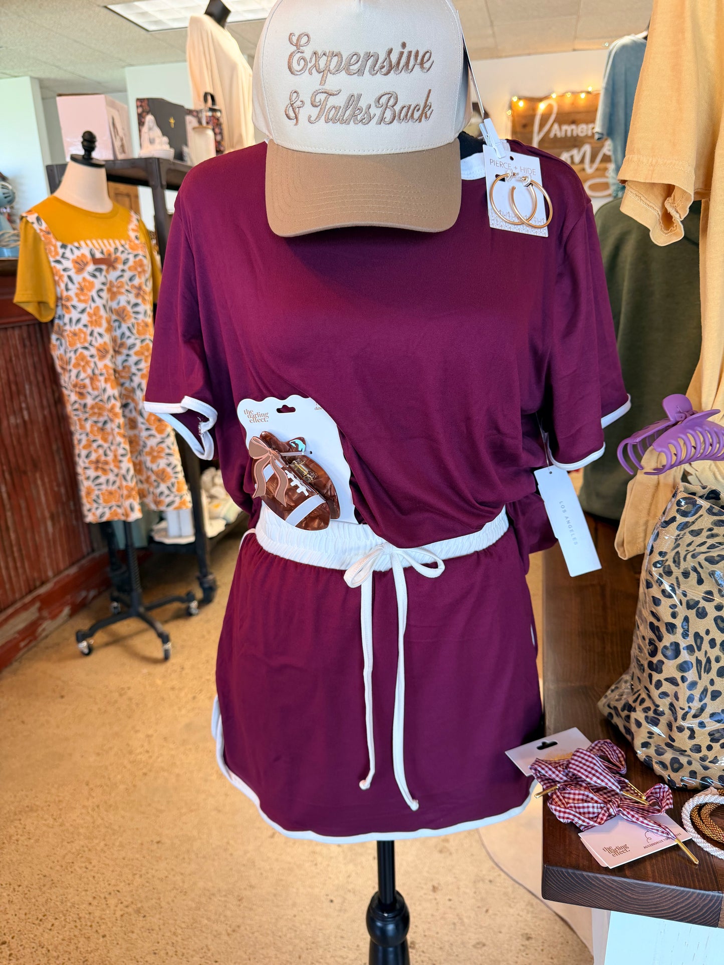 Contrast Trim Knit Game Day Skort Set