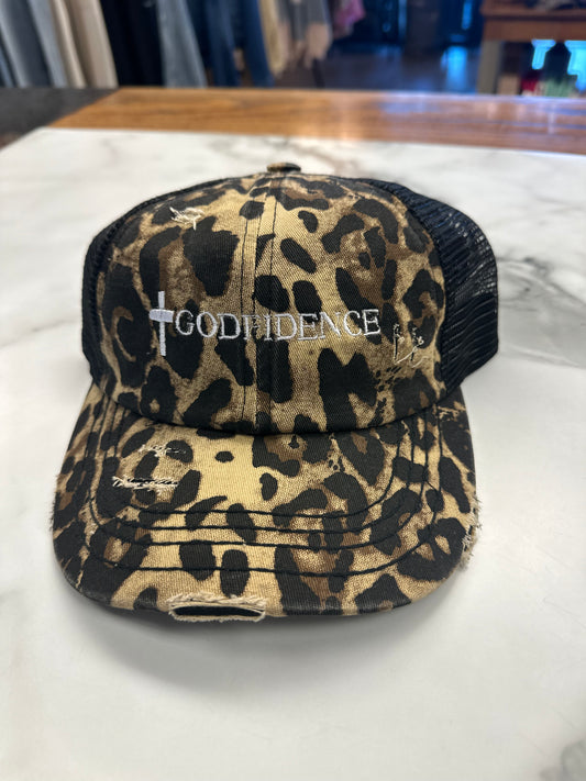 Leopard Godfidence Pony Tail hat