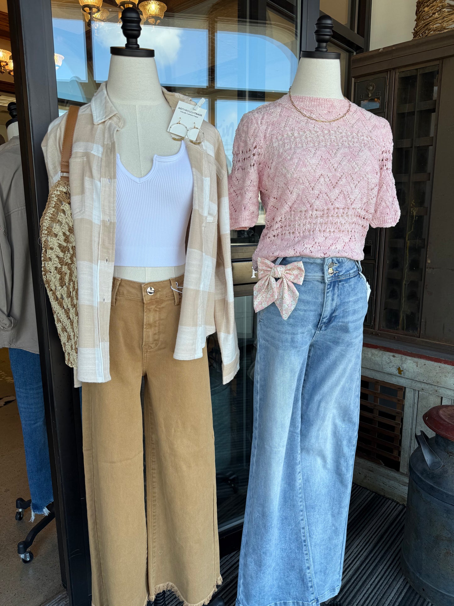Relaxed Checkered Button-Up Western Boho Top