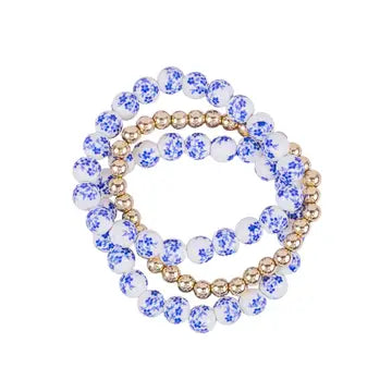 Floral Bead Bracelet Stack