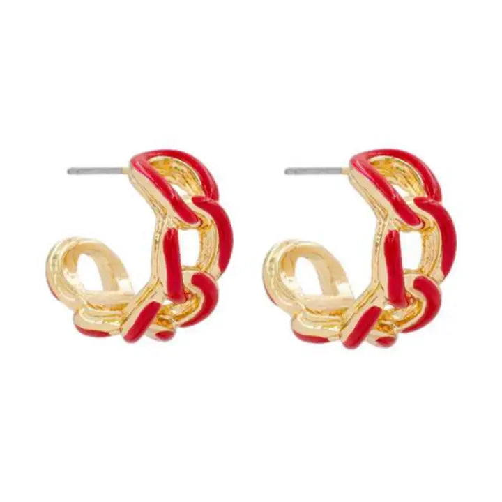 Red & Gold Acrylic Link Hoop