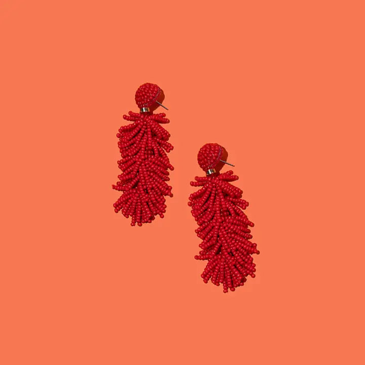 Beaded Tiered Tassel Earrings