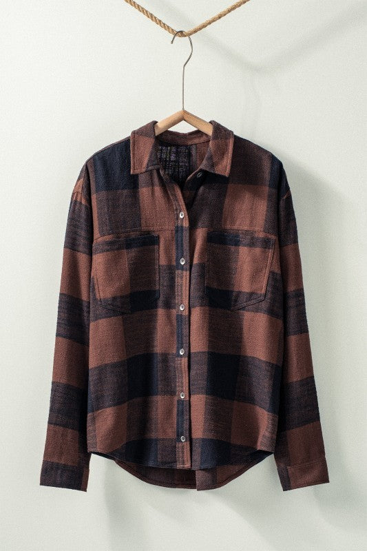 Buffalo Plaid Flannel Shirt Button Up Top