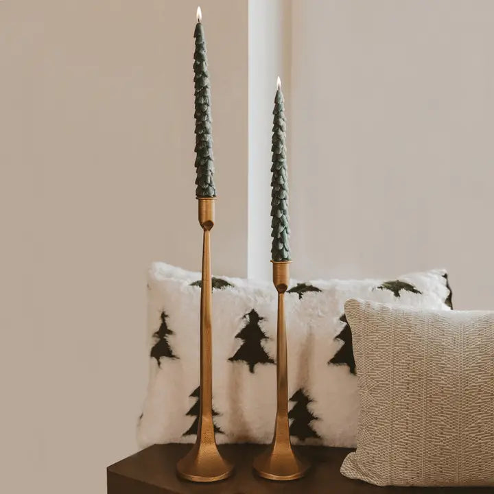 Green Tree Taper Candles, Set of 2