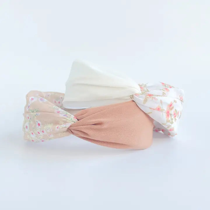 Peach Floral Knot and twist headband