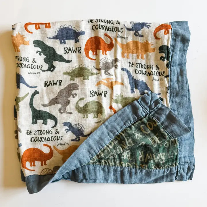 Dinosaurs Luxury Double Sided Muslin Blanket