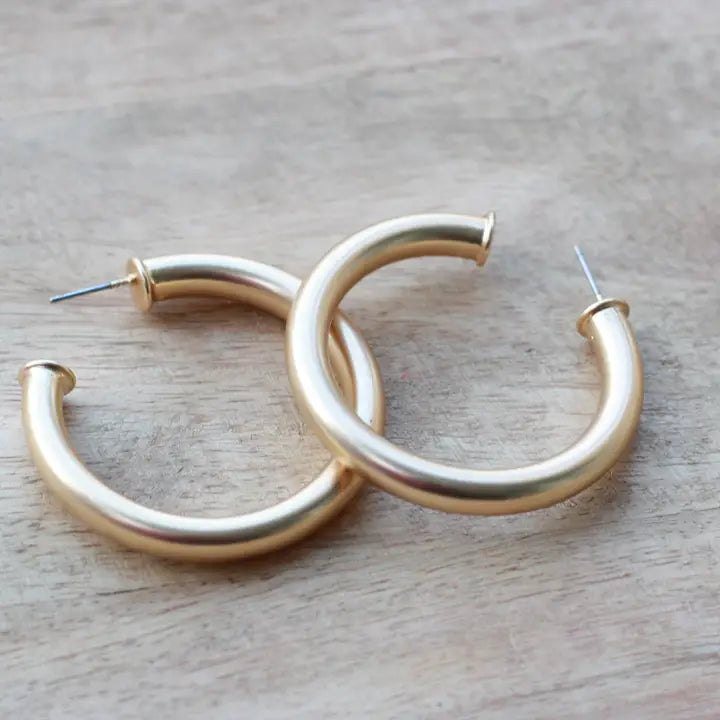 Brushed Gold Hoops