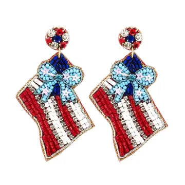 Beaded Patriotic Earrings