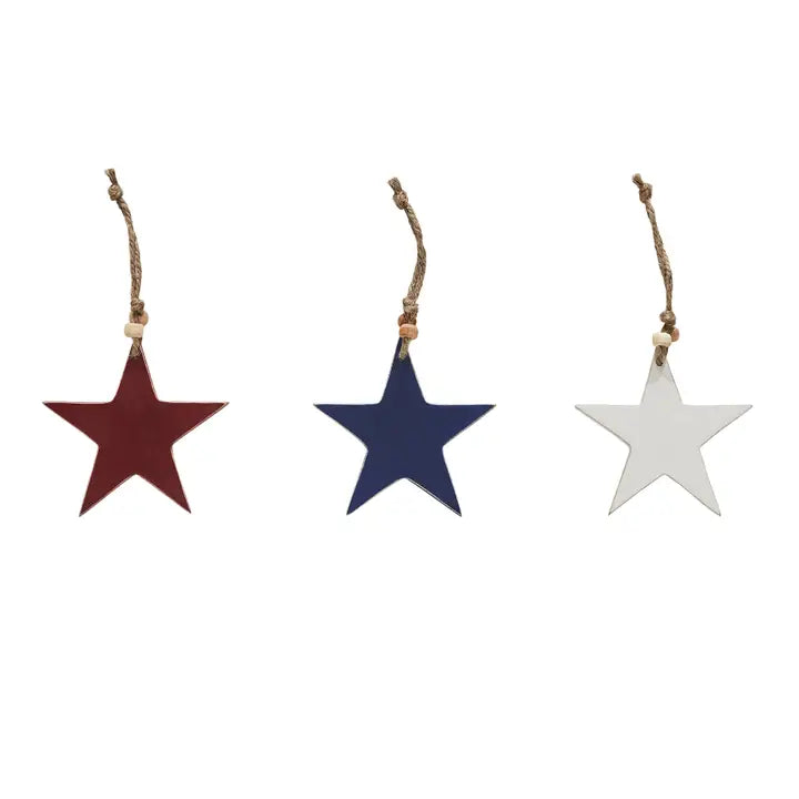 Rwb Wooden Star Ornaments Set of 3