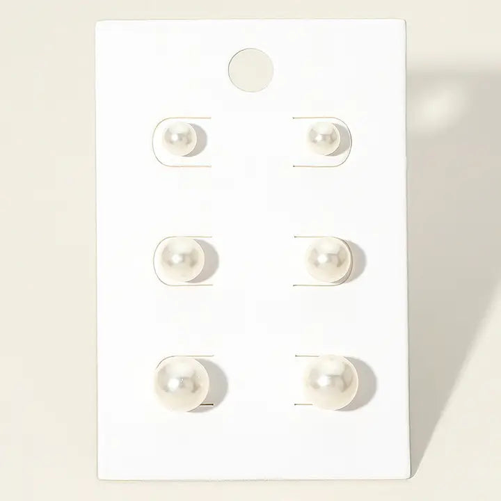 Cream Pearl Stud Earring Set