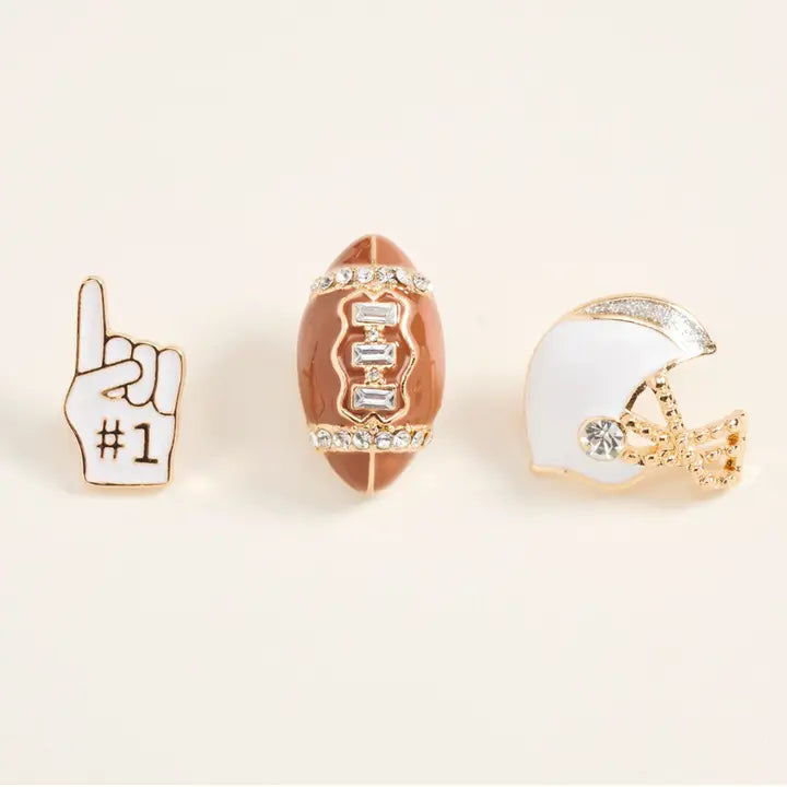 Football Helmet Number One Pin Brooch Set